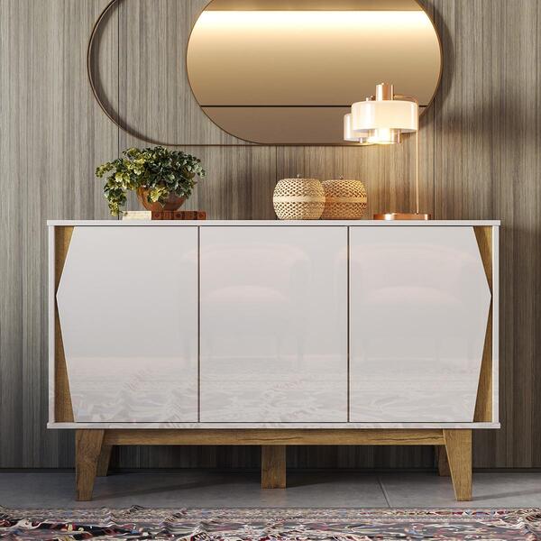 Balcão Buffet Aparador Sala Cozinha Com Prateleira E 3 Portas