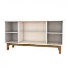 Balcão Buffet Bali 4 Portas 3 Prateleiras Com Vidro Ripado Of