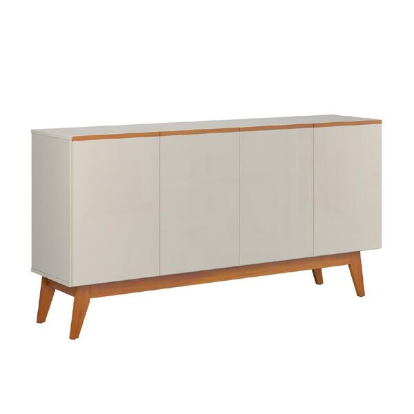 Balcão Buffet Bancada 4 Portas Ares Lux 1,61m Off White Com P