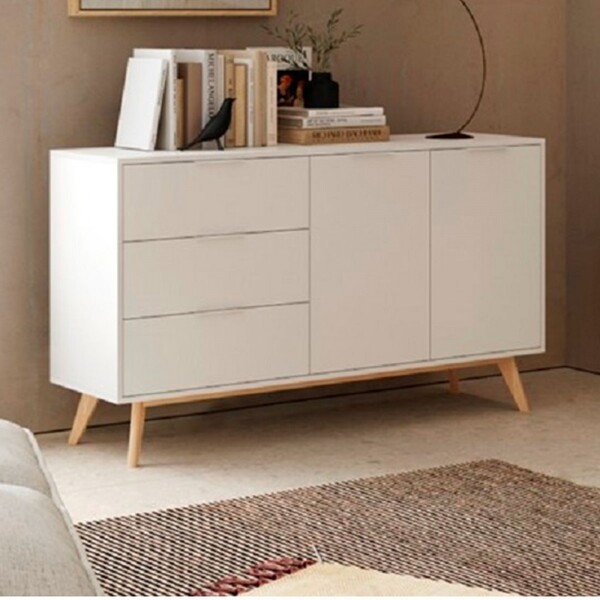 Balcão Buffet Campus 2 Portas 3 Gavetas Branco/cera Natural -