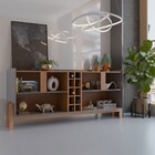 Balcão Buffet Canela 4 Portas Com Adega Cinza Perola/cedro -