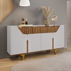 Balcão Buffet Danubio 4 Portas 2 Gavetas Ripado Off White/cin