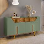 Balcão Buffet Danubio 4 Portas 2 Gavetas Ripado Pistache/natu