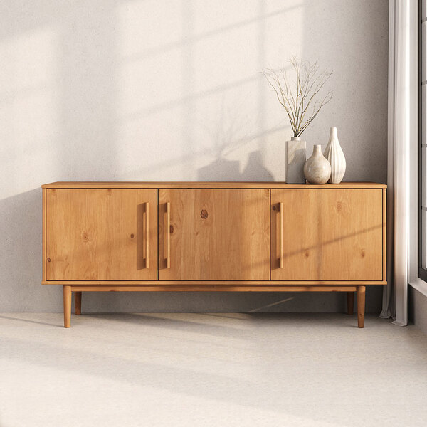 Balcão Buffet Decorativo Hall De Entrada 3 Portas Freijó Tecca