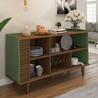 Balcão Buffet Elegance Ripado 3 Portas Hortelã/amêndoa - Pano