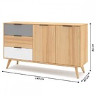 Balcão Buffet Elfa 2 Portas 3 Gavetas Madeira Maciça Roble/gr
