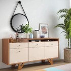 Balcão Buffet Ellora 2 Portas Com Espelho Redondo H01 Nature/