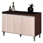 Balcão Buffet Gabinete Cozinha Manu 120cm Com Tampo 3 Portas
