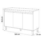 Balcão Buffet Gabinete Cozinha Manu 120cm Com Tampo 3 Portas