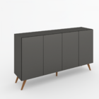 Balcão Buffet Iluminare 4 Portas Pé Retrô Preto - Mobilarte M