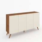 Balcão Buffet Iluminare 4 Portas Pé Retrô Seda/off White - Mo