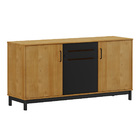 Balcão Buffet Linha Madri Carvalho/preto 3 Portas 2 Prateleir