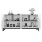 Balcão Buffet Lizz 4 Portas Cinza Perola/cedro 050518 - Casa D