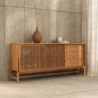 Balcão Buffet Madeira 170 Cm Ripado 3 Gavetas Sala De Jantar