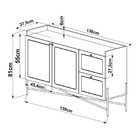 Balcão Buffet Palhinha 2 Gavetas 2 Portas 139cm Pé Metal Hano