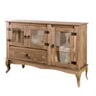 Balcão Buffet Para Cozinha 3 Portas Em Vidro 1 Gaveta Madeira