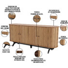 Balcão Buffet Para Sala De Estar Curvo 04 Portas Romagna 180c