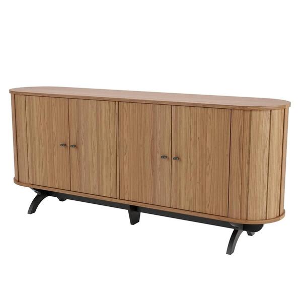 Balcão Buffet Pés Retrô 180cm 4 Portas Miles D01 Freijó/preto