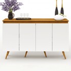 Balcão Buffet Ravena 4 Portas Branco/marrom - Pnr Móveis