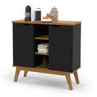 Balcão Buffet Retrô 2 Portas Prism - Preto Com Cumarú - Patri