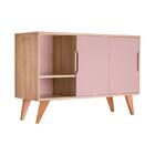 Balcão Buffet Retrô Com 2 Portas Carvalho E Rosa Claro