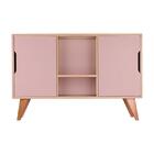 Balcão Buffet Retrô Com 2 Portas Carvalho E Rosa Claro
