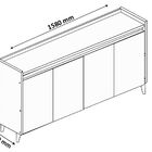 Balcao Buffet Retrô Com Espelho Delta 4 Portas Branco Gloss -