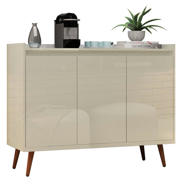 Balcao Buffet Retrô Delta 3 Portas Off White - Moveisaqui