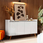 Balcao Buffet Retrô Delta 4 Portas Branco Gloss - Moveisaqui