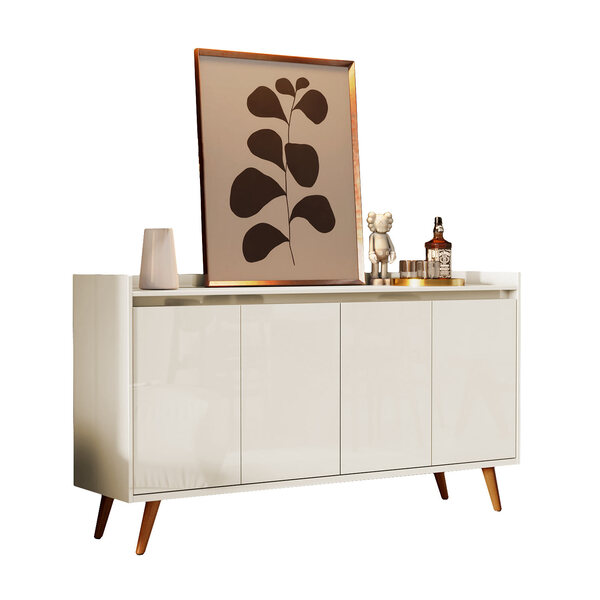 Balcao Buffet Retrô Delta 4 Portas Off White - Moveisaqui