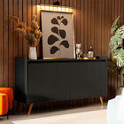 Balcao Buffet Retrô Delta 4 Portas Preto - Moveisaqui