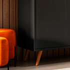 Balcao Buffet Retrô Delta 4 Portas Preto - Moveisaqui