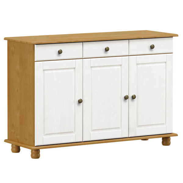 Balcão Buffet Sala De Jantar Rústico 128cm 3 Portas 3 Gavetas