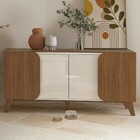 Balcão Buffet Seleto 4 Portas 2 Prateleiras Cedro/off White -