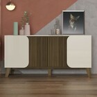 Balcão Buffet Seleto 4 Portas 2 Prateleiras Off White/pinho R