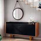 Balcão Buffet Sinfonia 4 Portas Com Espelho Decorativo H01 Pr