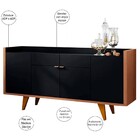 Balcão Buffet Sinfonia 4 Portas Com Espelho Redondo H01 Preto