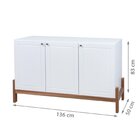 Balcão Buffet Vênus Em E 136cm Mdf Natural/branco Natural/bra