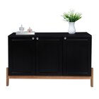 Balcão Buffet Vênus Em Madeira Maciça E Mdf Natural/preto