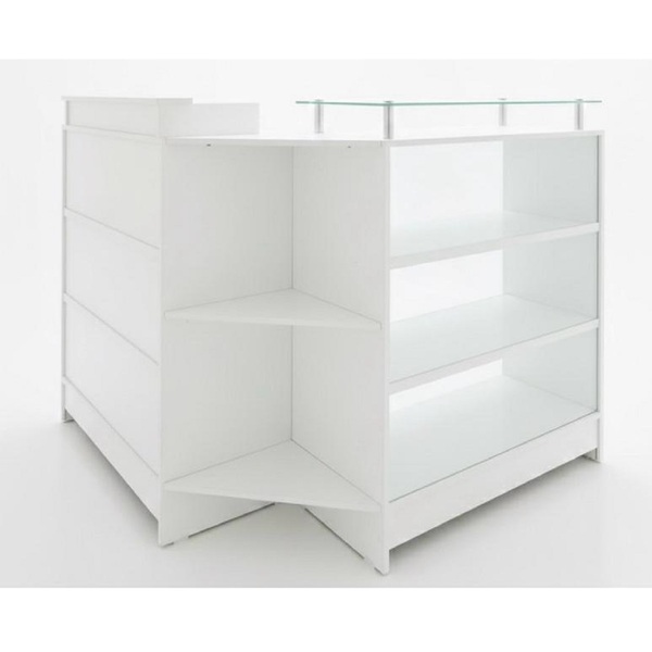 Balcão Caixa + Expositor Vidro 100% Mdf Branco Desmontado - S