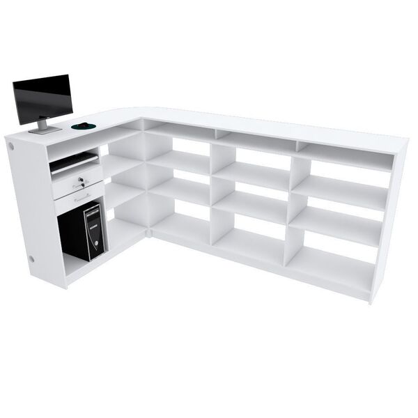 Balcão Caixa Em L Tampo De Mdf M348.b (caixa, Loja)