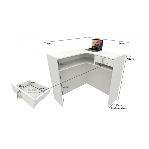 Balcão Caixa L Mdf (lojas  Valet  Mercados  Aviários)