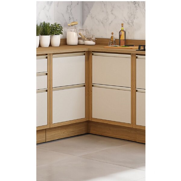 Balcão Canto 4 Portas Mdf Tampo Uv Com Rodapé Em Pvc Lisboa I