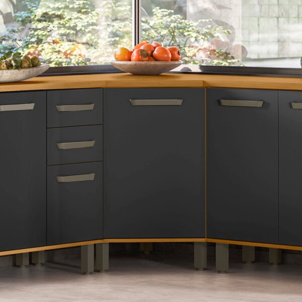 Balcão Canto Com Tampo 1 Porta Criare Freijo/grafite Acetinado