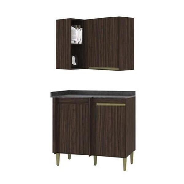 Balcão Canto E Armário Canto Chocolate - Fdecor