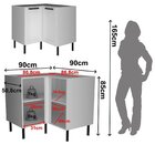 Balcão Canto Em L 90cm Em Mdf Com 2 Portas E 2 Prateleiras Cz