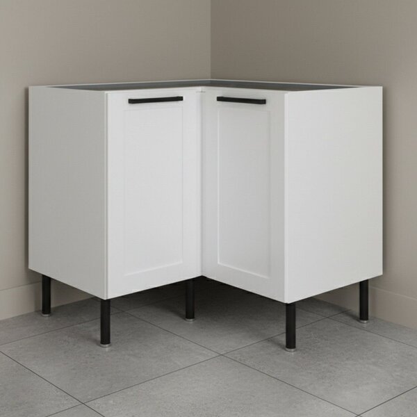 Balcão Canto Em L 90cm Em Mdf Com 2 Portas E 2 Prateleiras Cz