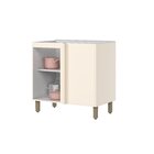 Balcão Canto Reto 1 Porta Com Tampo 100% Mdf Aurora Espresso