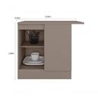 Balcão Canto Reto 1 Porta Com Tampo Unna Fumê - Poliman