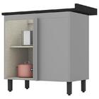 Balcão Canto Reto 1 Porta Ketlin Com Tampo Nero - Móveis Henn